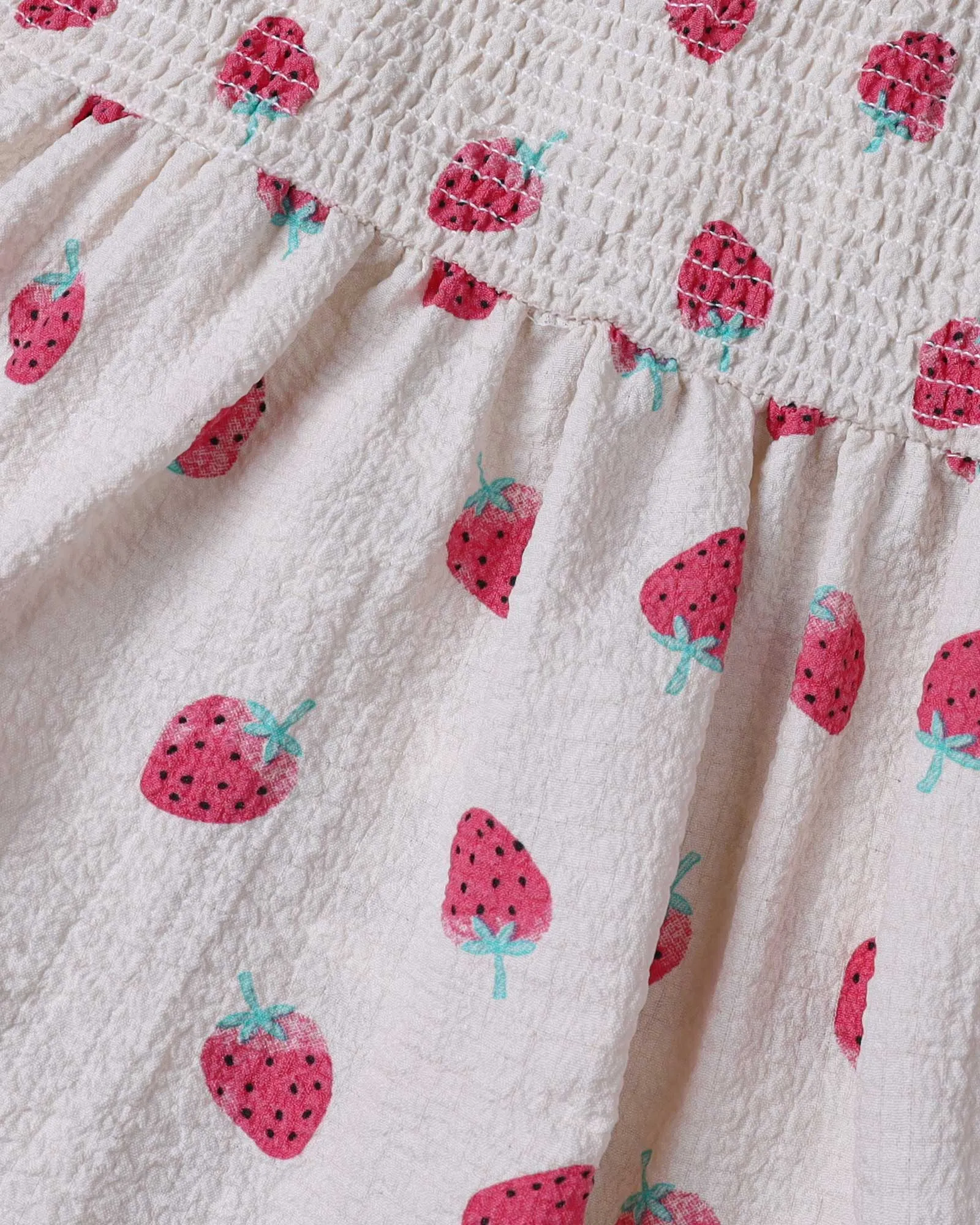 Strawberry Print Smocked Dress