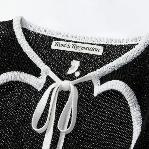 Street Style Elegant Logo Cardigans Rest Recreation.