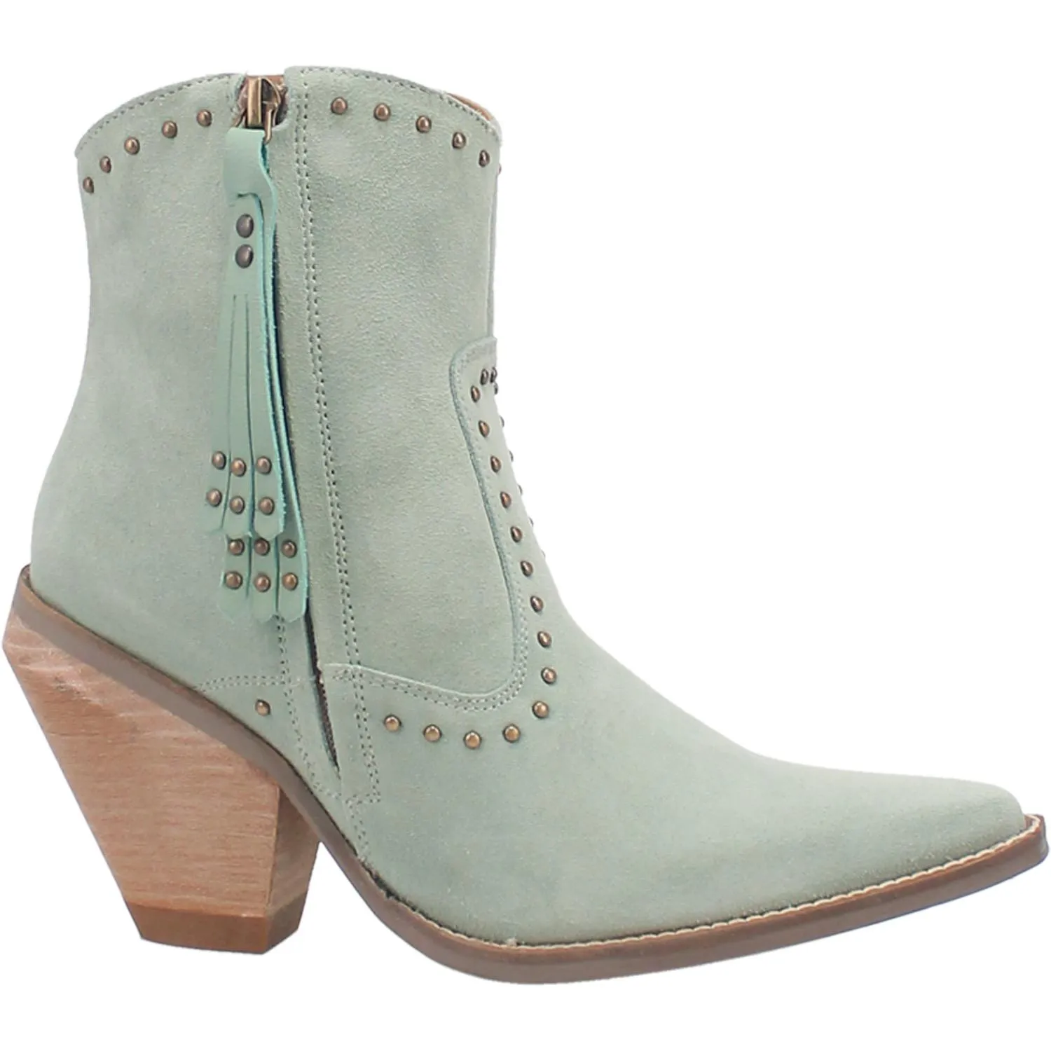 Studded Mint Suede Booties - Classy and Sassy - Size DS