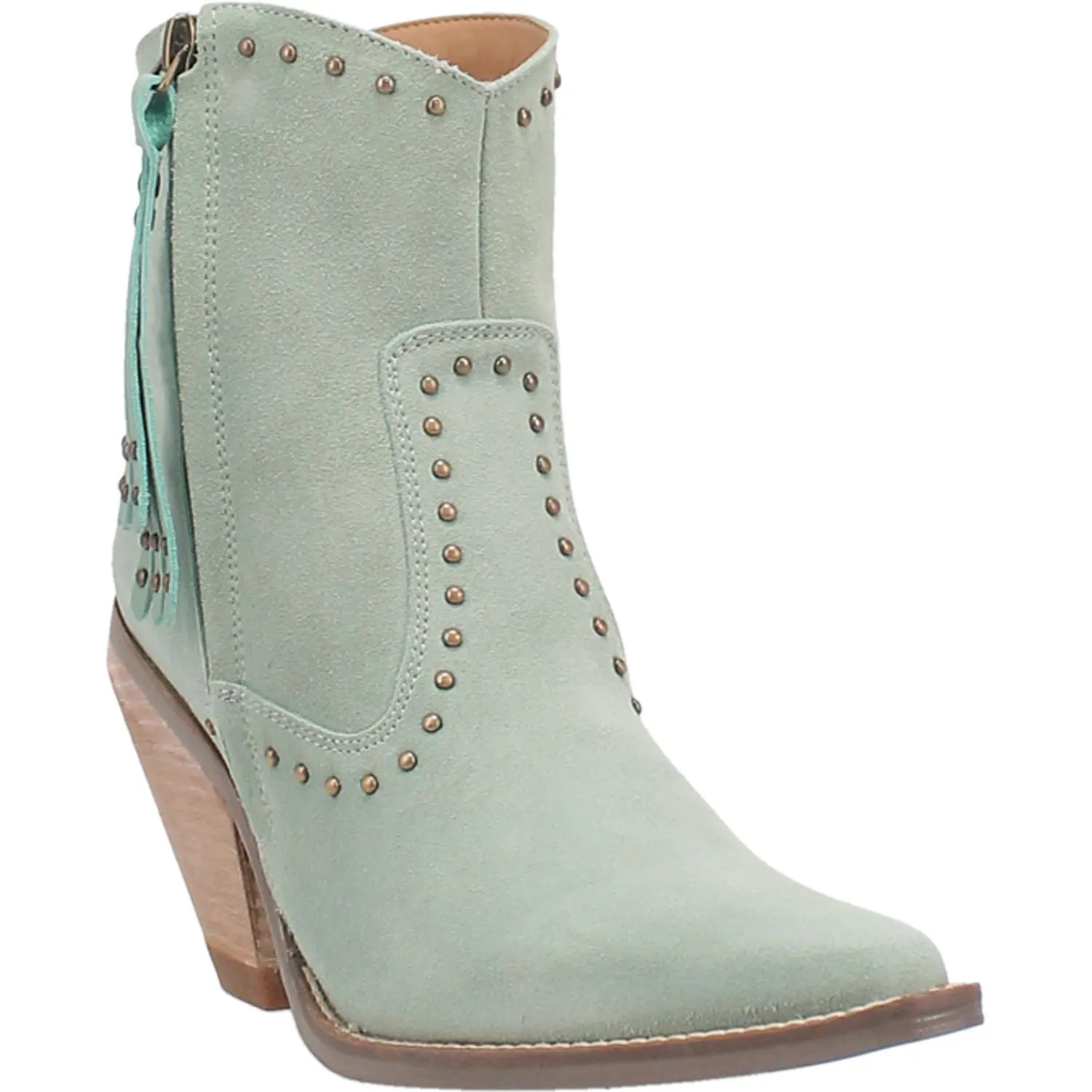 Studded Mint Suede Booties - Classy and Sassy - Size DS