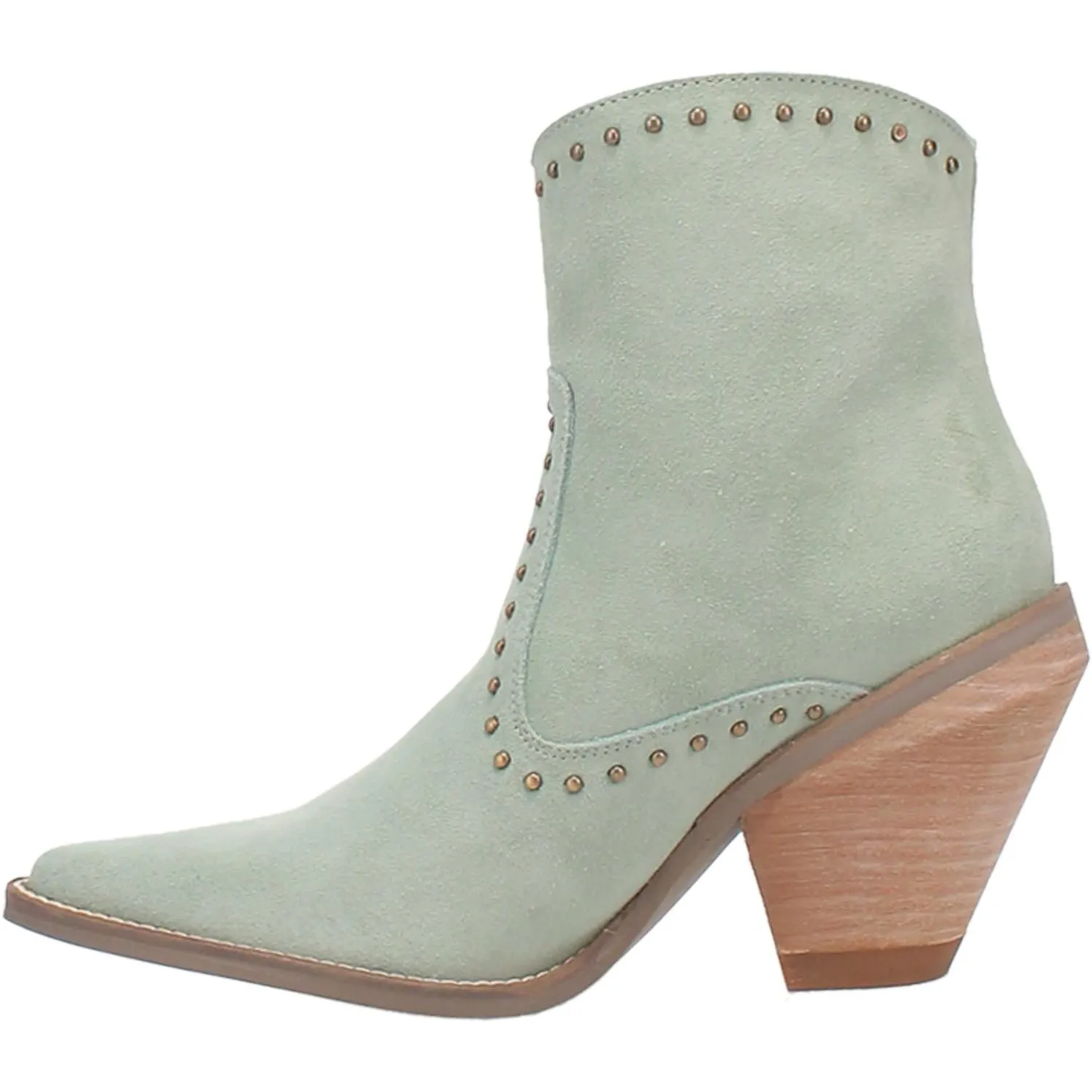 Studded Mint Suede Booties - Classy and Sassy - Size DS