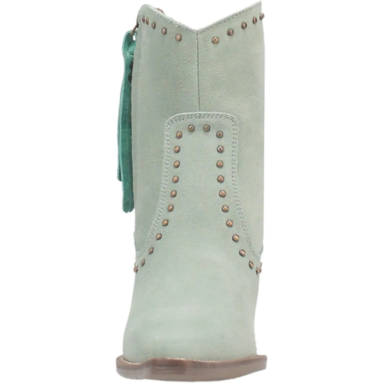 Studded Mint Suede Booties - Classy and Sassy - Size DS