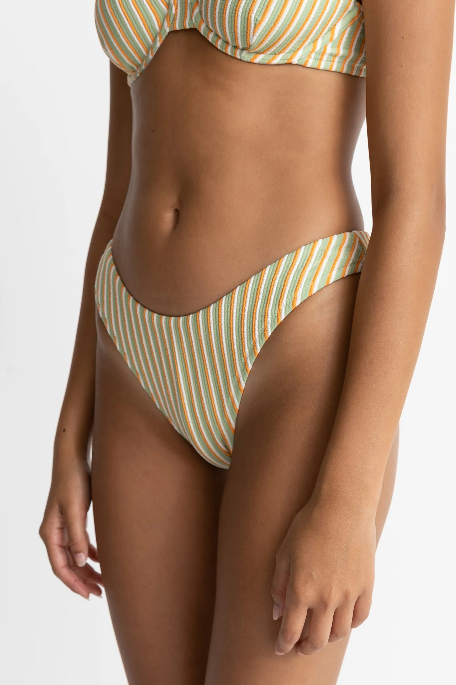 Sunbather Stripe Hi Cut Pant in Vibrant Green - Comfortable Swimwear