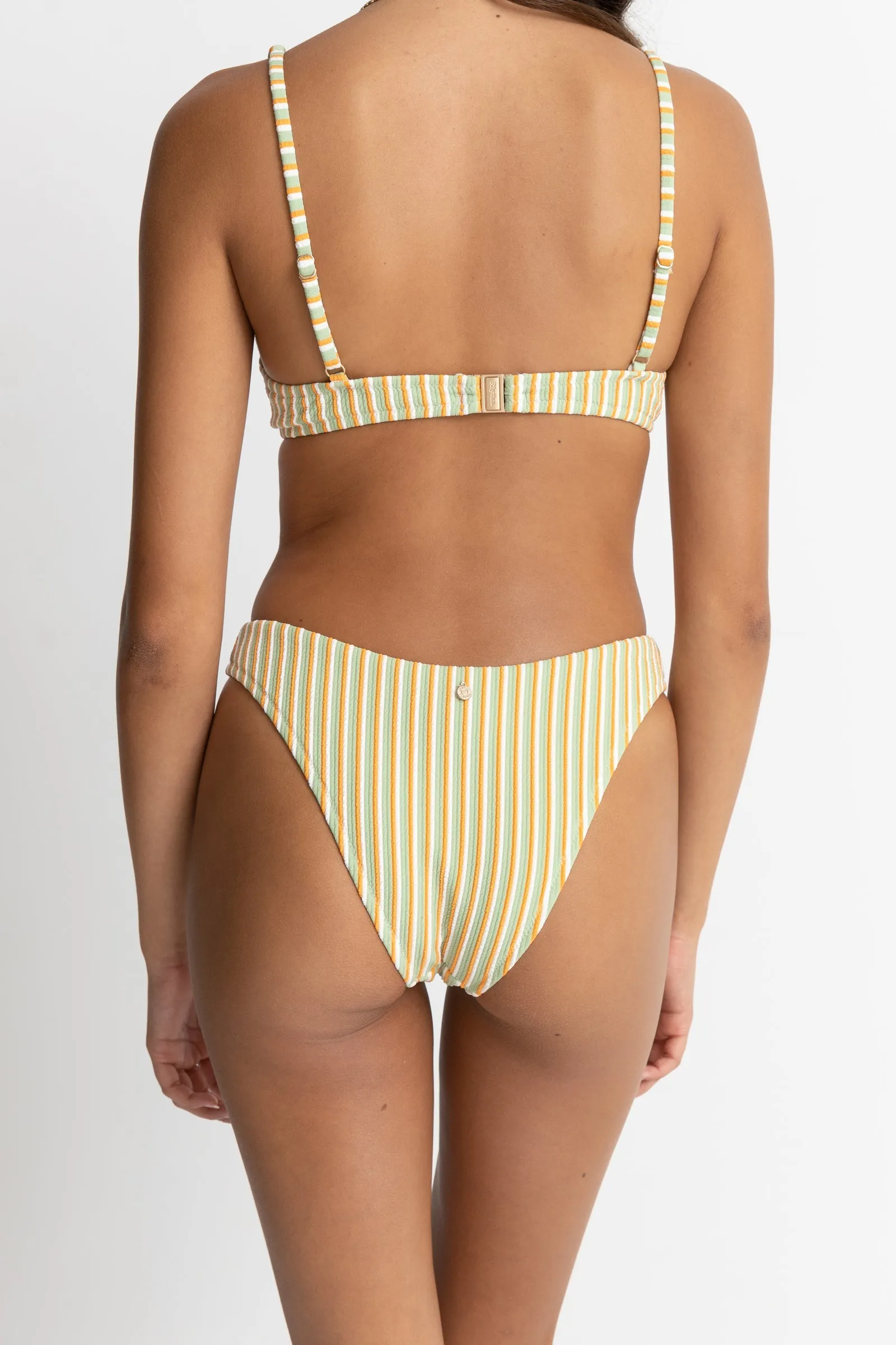 Sunbather Stripe Hi Cut Pant in Vibrant Green - Comfortable Swimwear