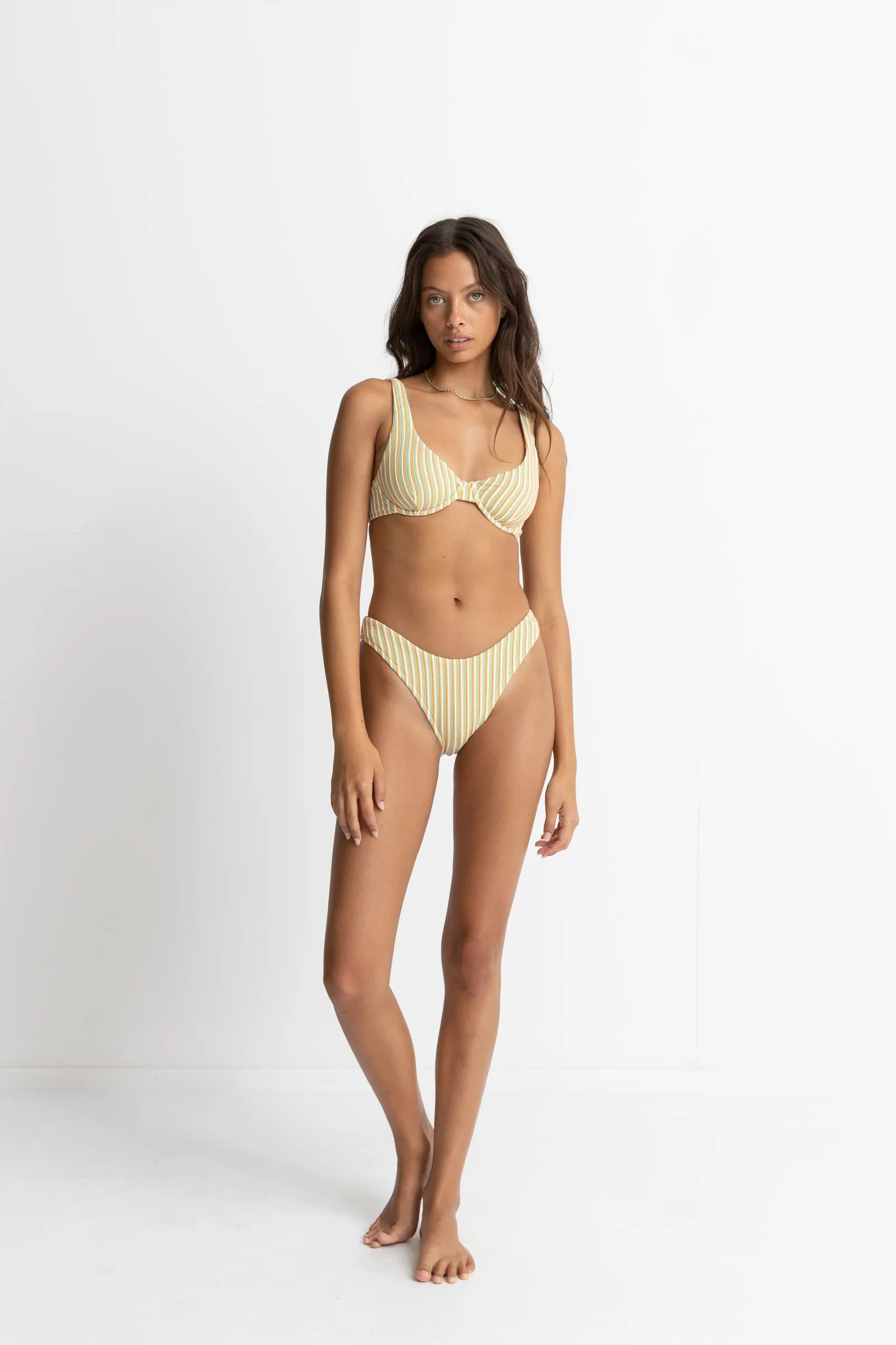 Sunbather Stripe Hi Cut Pant in Vibrant Green - Comfortable Swimwear