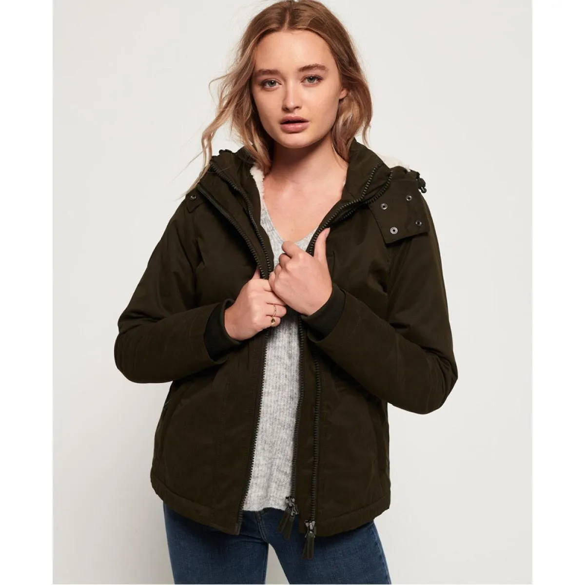 Army Superdry Womens Snorkle Microfibre Wind Jacket