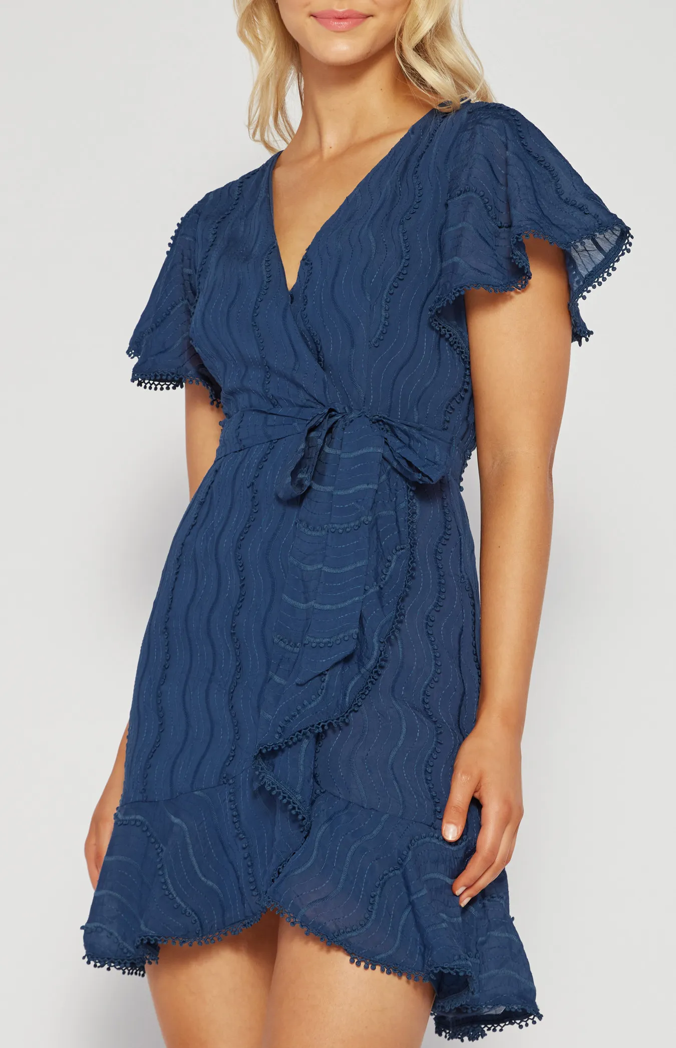 Textured Dress with Trim Details