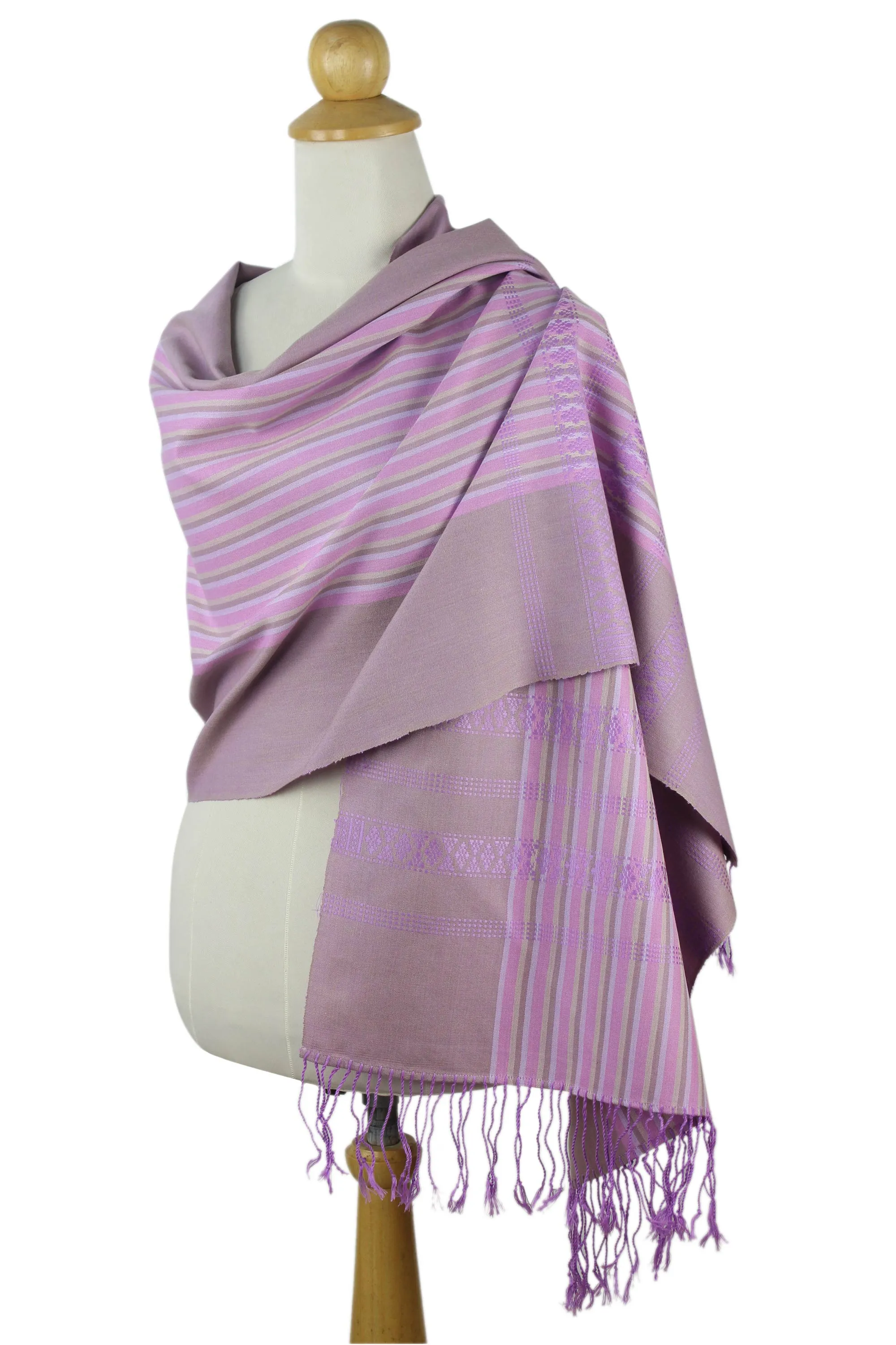 Thailand Lavender Symphony Cotton Shawl: Shop Now!