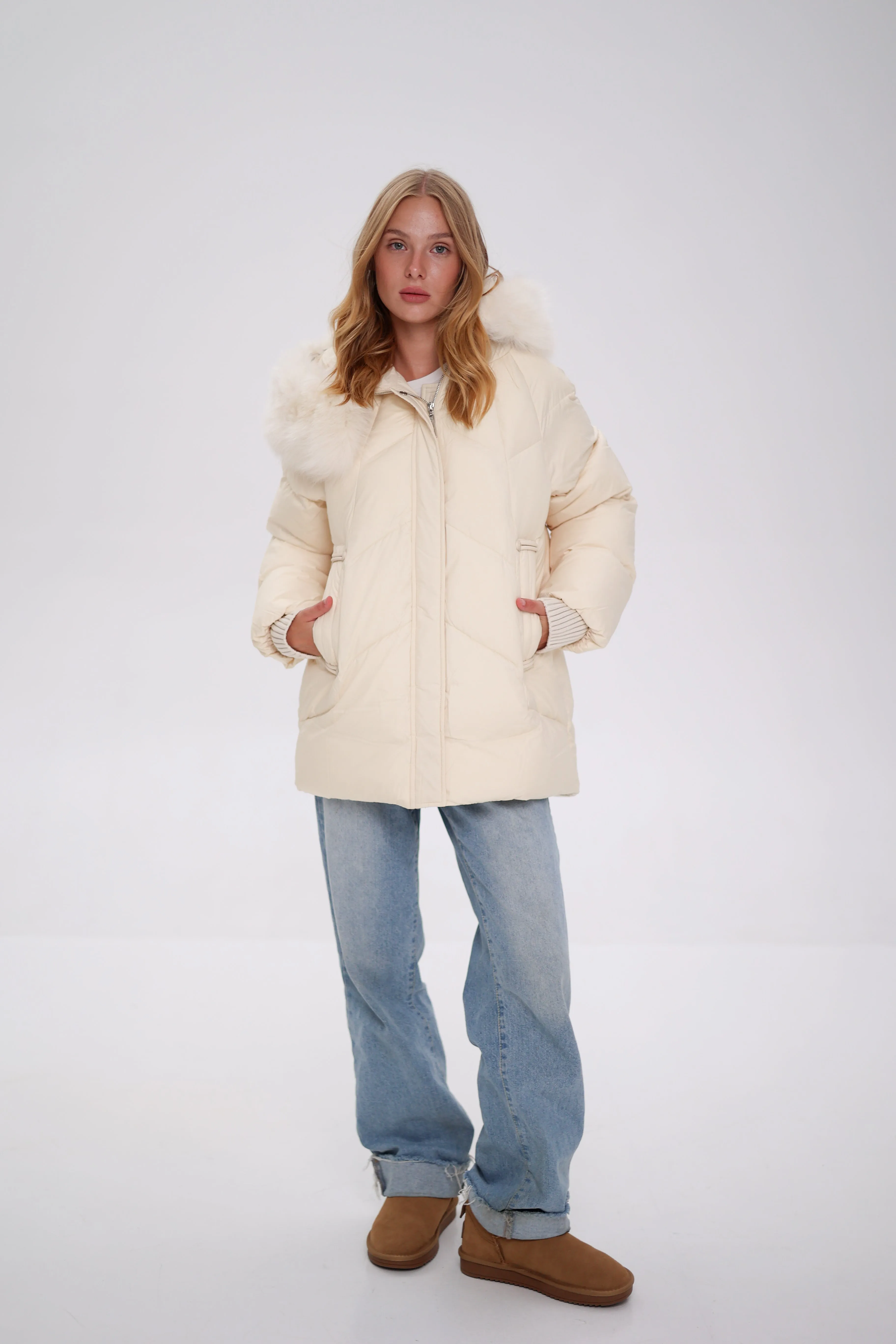 Thinsulate™ Winter Coat with Genuine Polar Fox