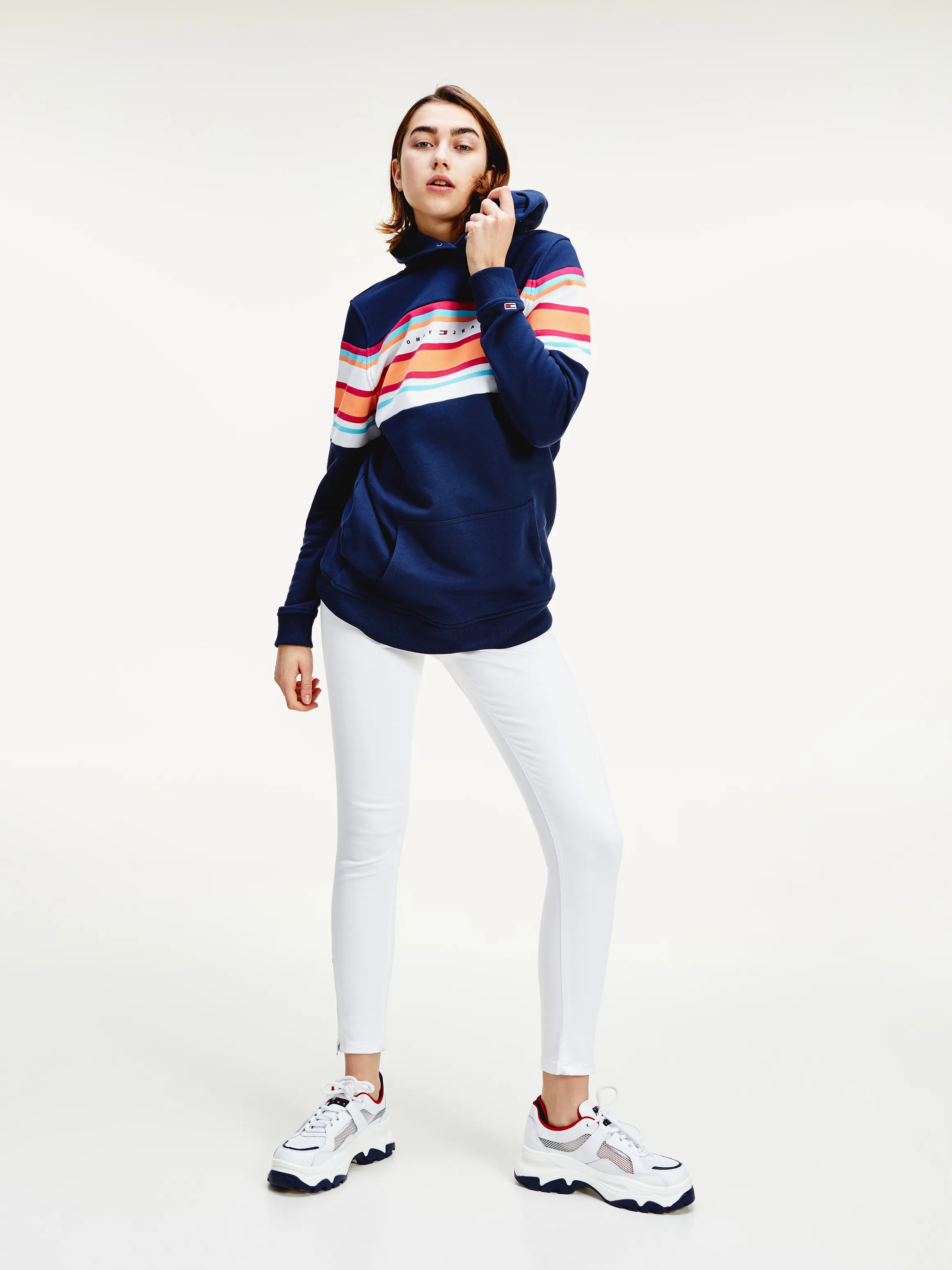 Tommy Hilfiger Hoodie | Color-Blocked Logo | Relaxed Fit Sweatshirt