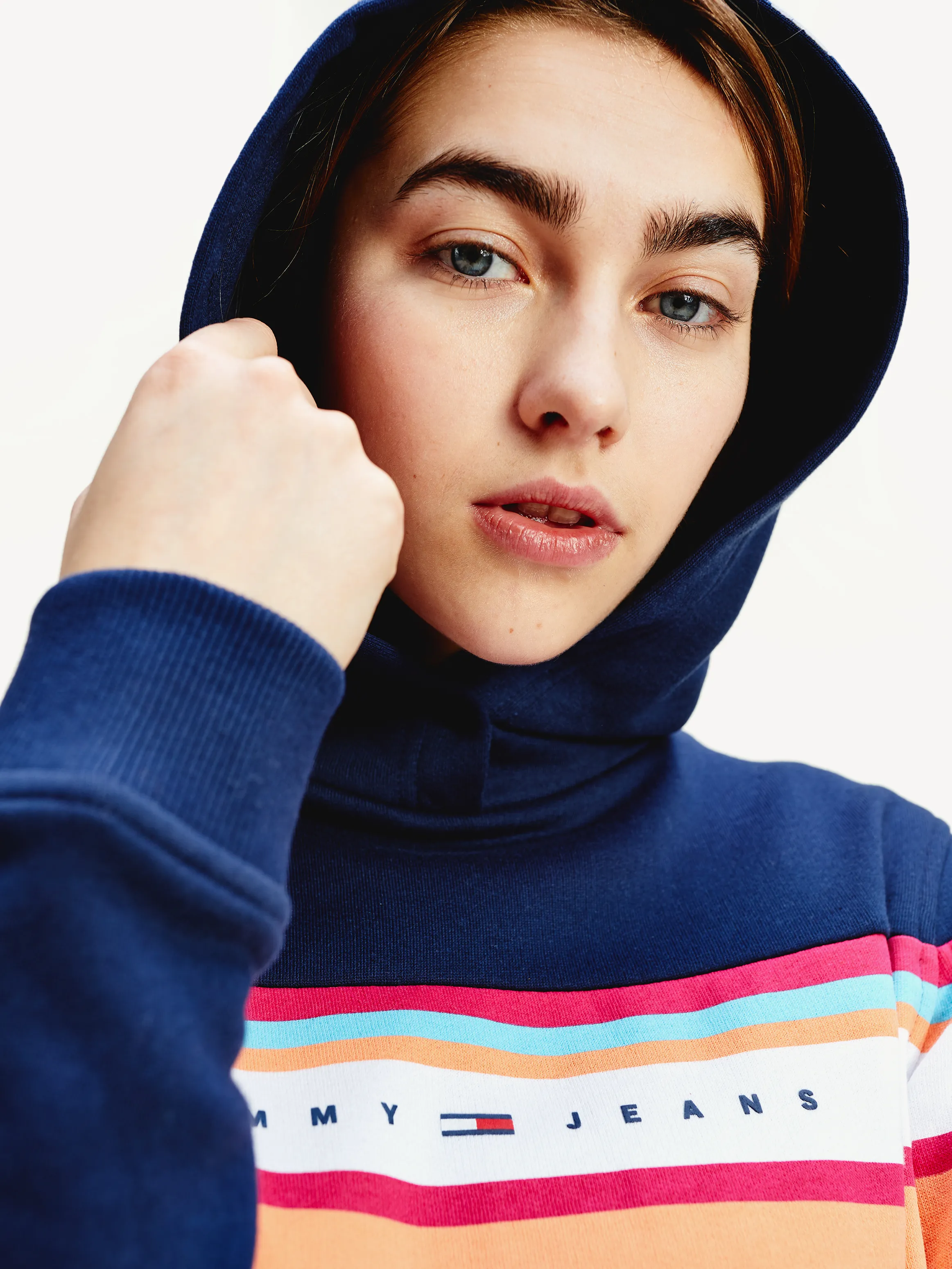 Tommy Hilfiger Hoodie | Color-Blocked Logo | Relaxed Fit Sweatshirt