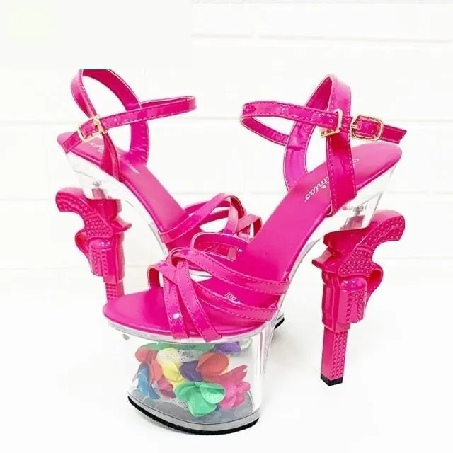 Transparent High Heel Patent Leather Sandals for Women's Summer Catwalk