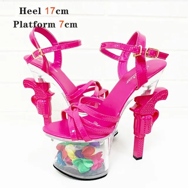 Transparent High Heel Patent Leather Sandals for Women's Summer Catwalk