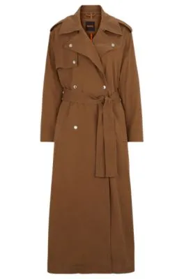 Trench Coat with Buckle Belt and Metal Accents