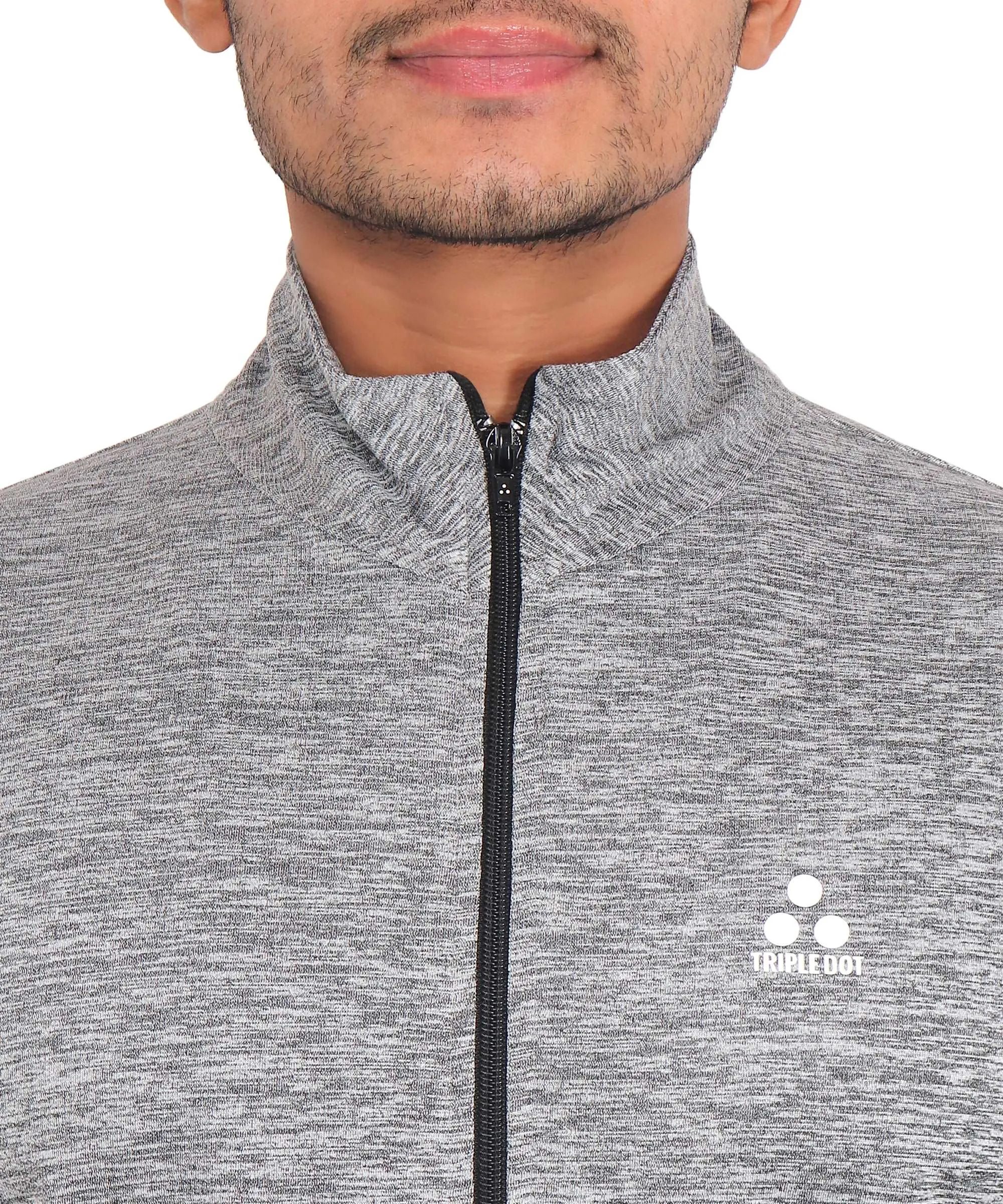 Triple Dot Grey Mens Hoodie Slub Sweatshirt