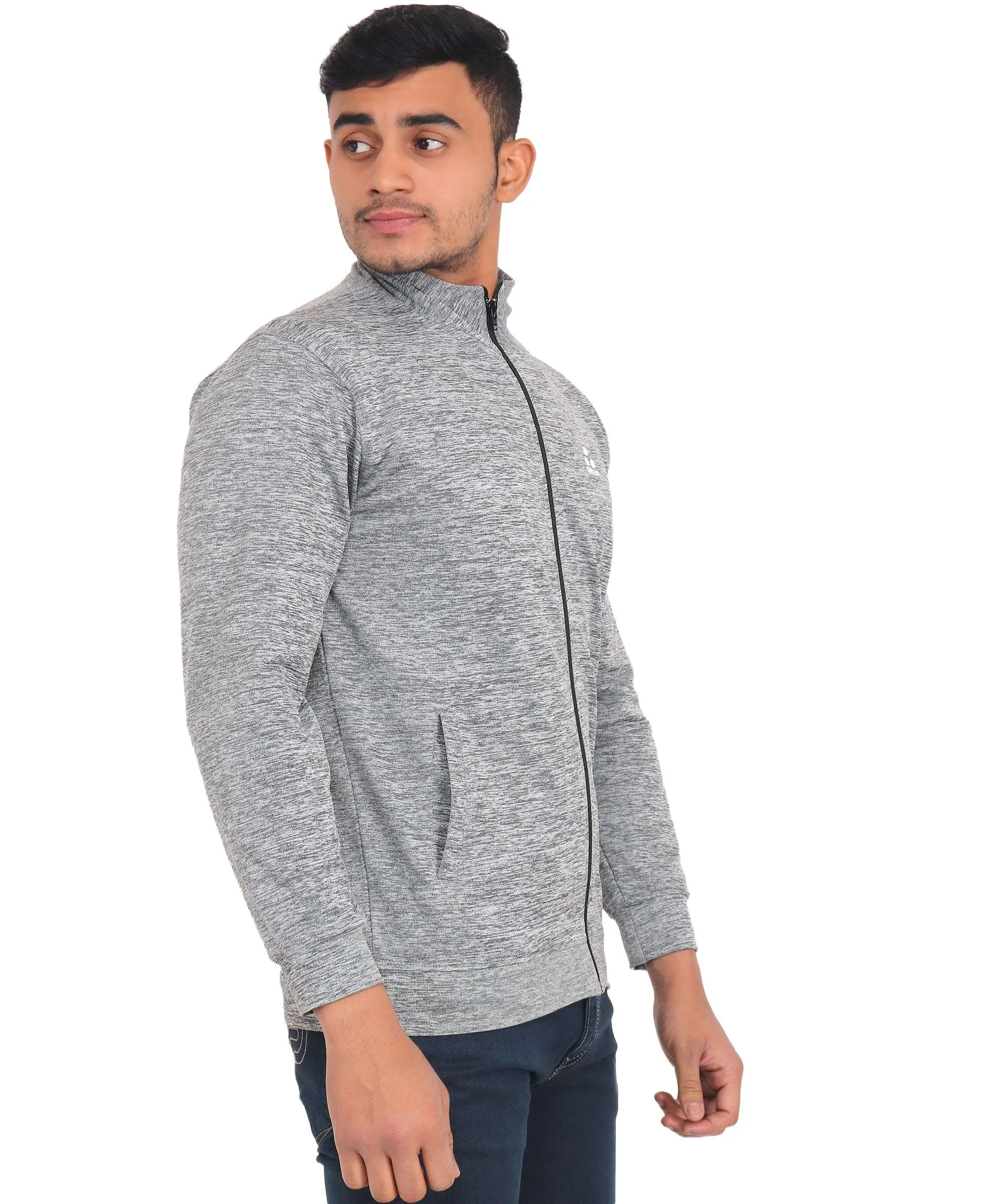 Triple Dot Grey Mens Hoodie Slub Sweatshirt