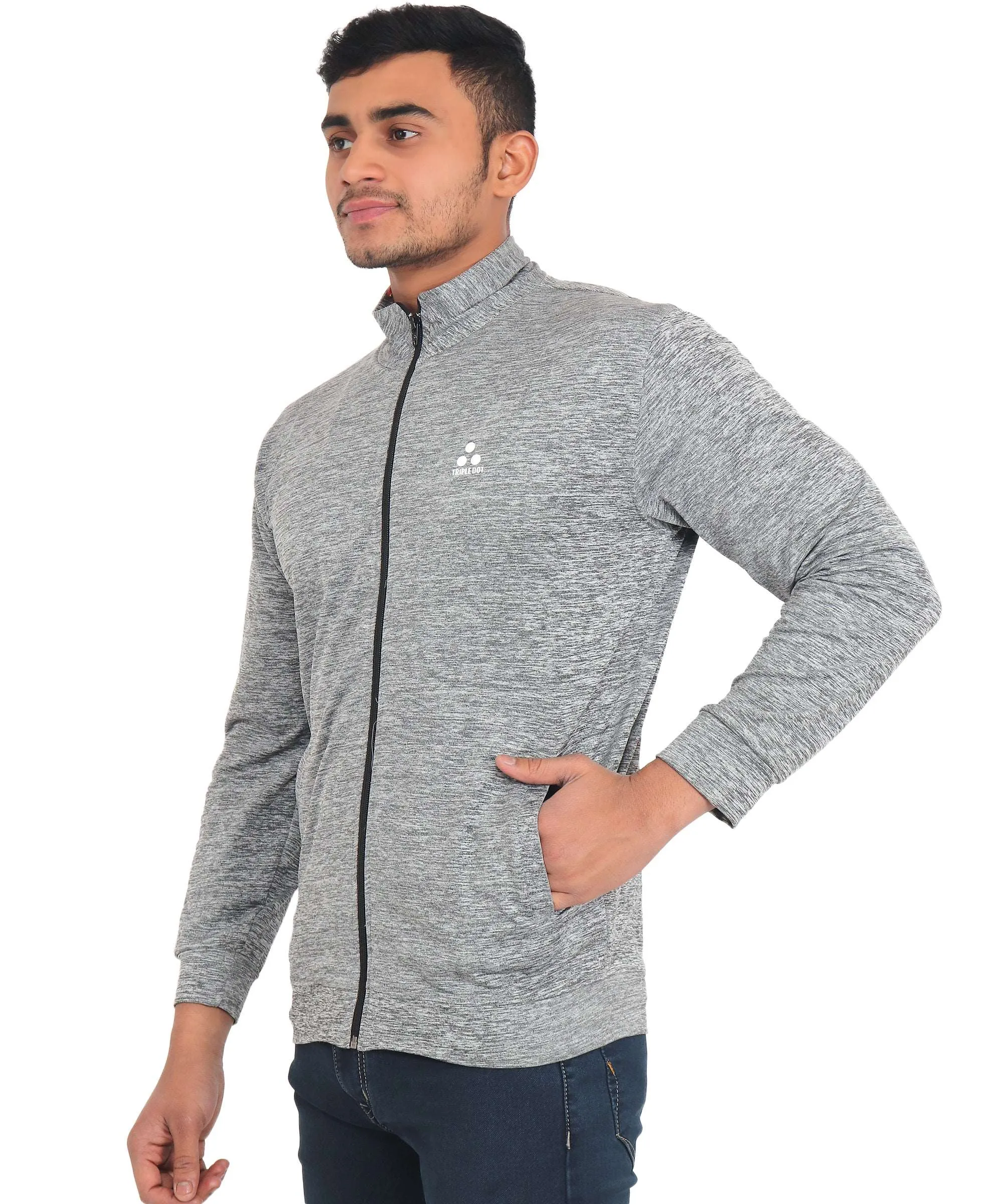 Triple Dot Grey Mens Hoodie Slub Sweatshirt