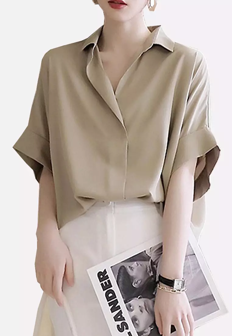 Twenty Eight Shoes Loose Short Sleeve Satin Shirt VCW-Bs6340