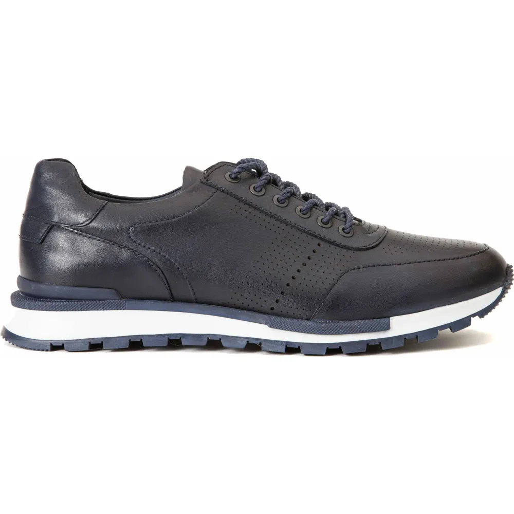 Vinci Leather Blue Leather Sneaker The Tisina