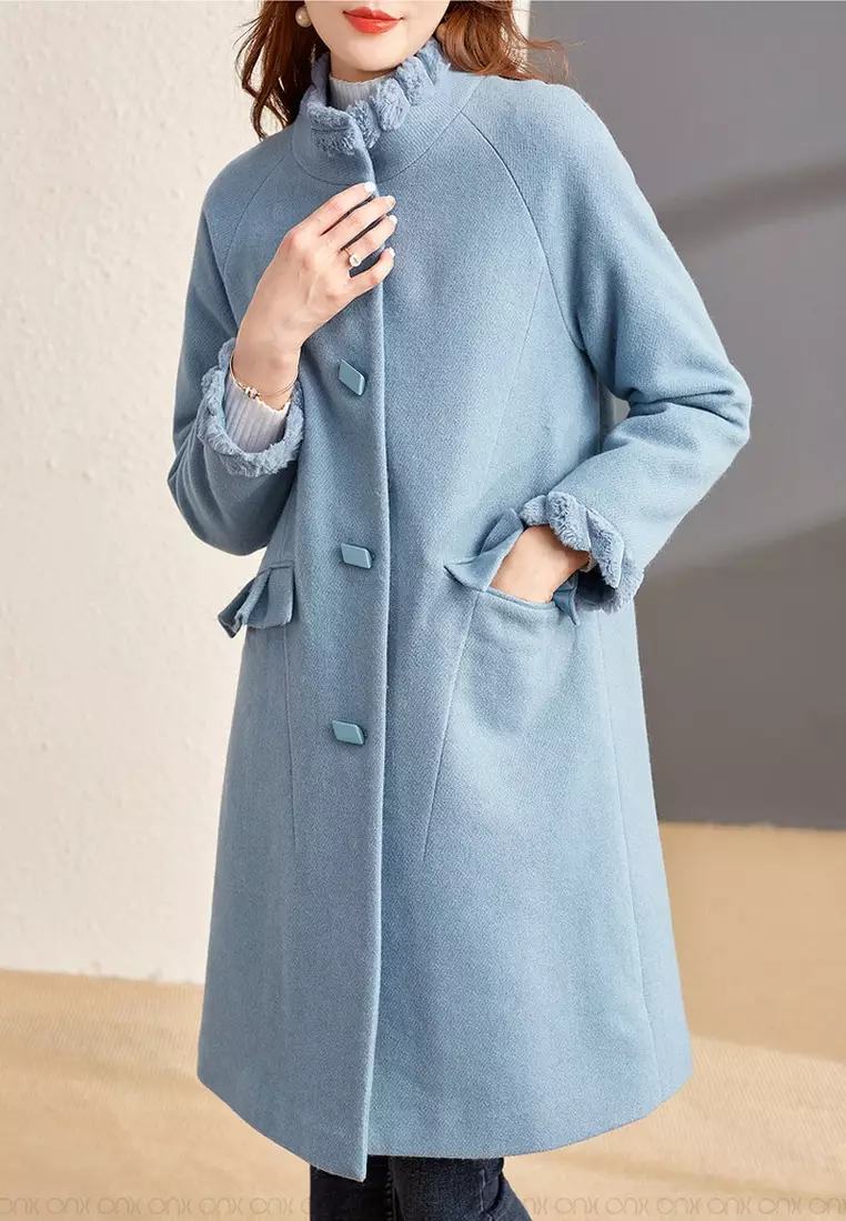 Warm Quilted Wool Coat ONX.HK