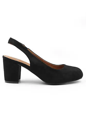 Edith Black Suede Wide Fit Slingback Court Shoes by Where’s That From | Kaleidoscope