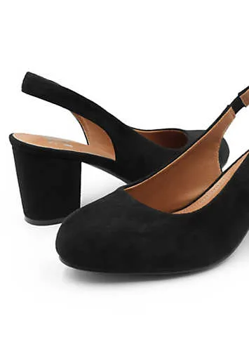 Edith Black Suede Wide Fit Slingback Court Shoes by Where’s That From | Kaleidoscope