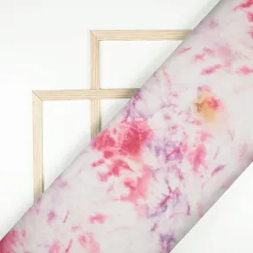 White Pink Tie Dye Digital Print Bemberg Chiffon Fabric