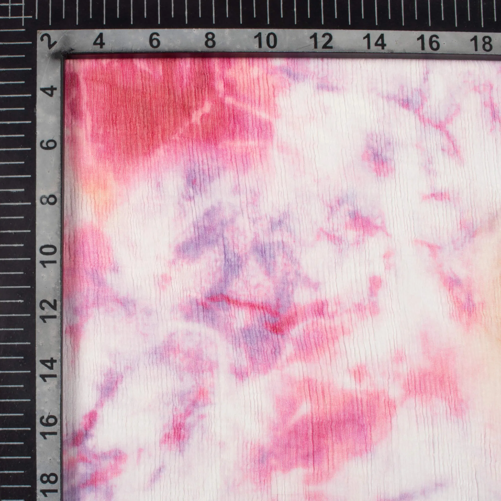 White Pink Tie Dye Digital Print Bemberg Chiffon Fabric