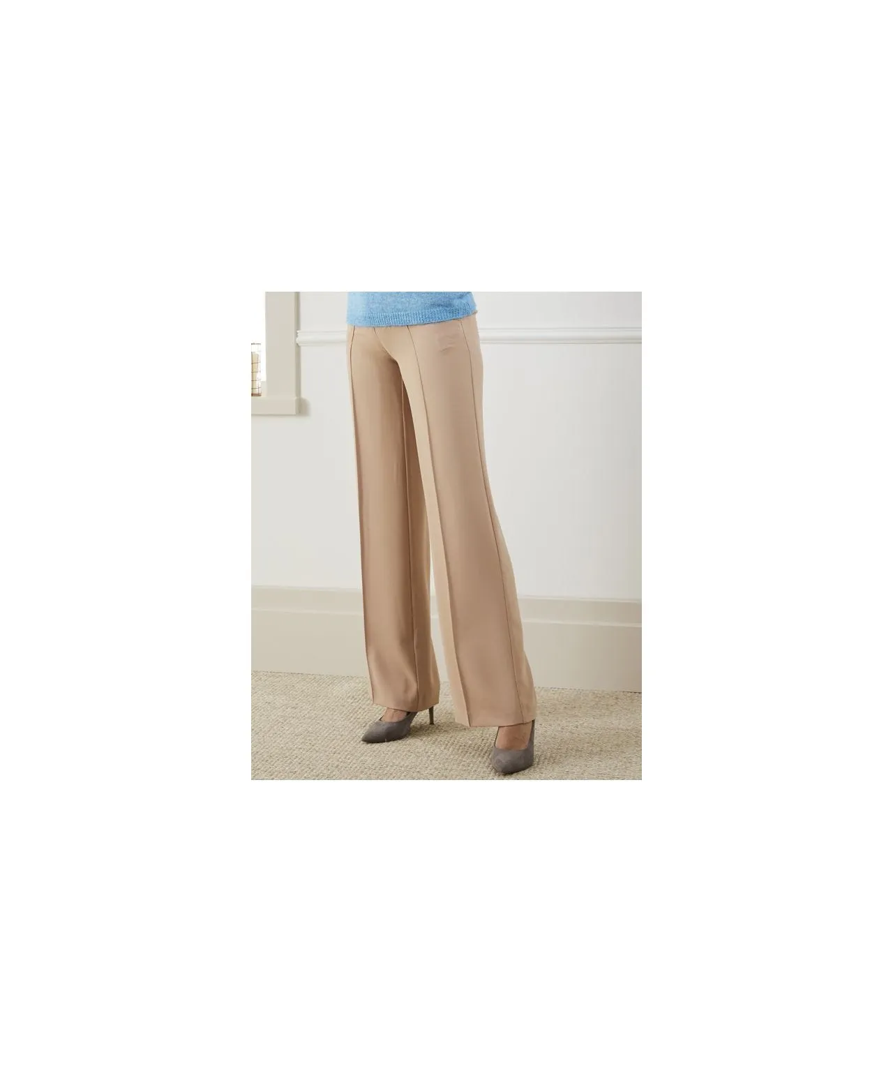 Wide Leg Front Pleat Trousers