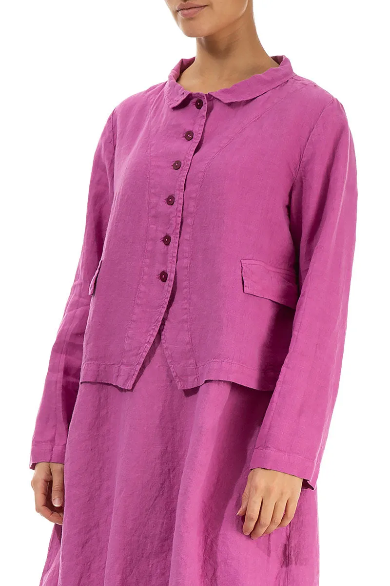 Wild Berry Linen Jacket with Buttons