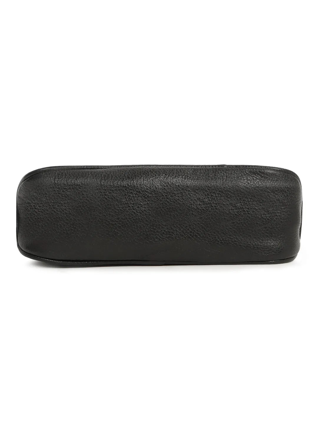 Women Black Texture Leather Structured Sling Bag