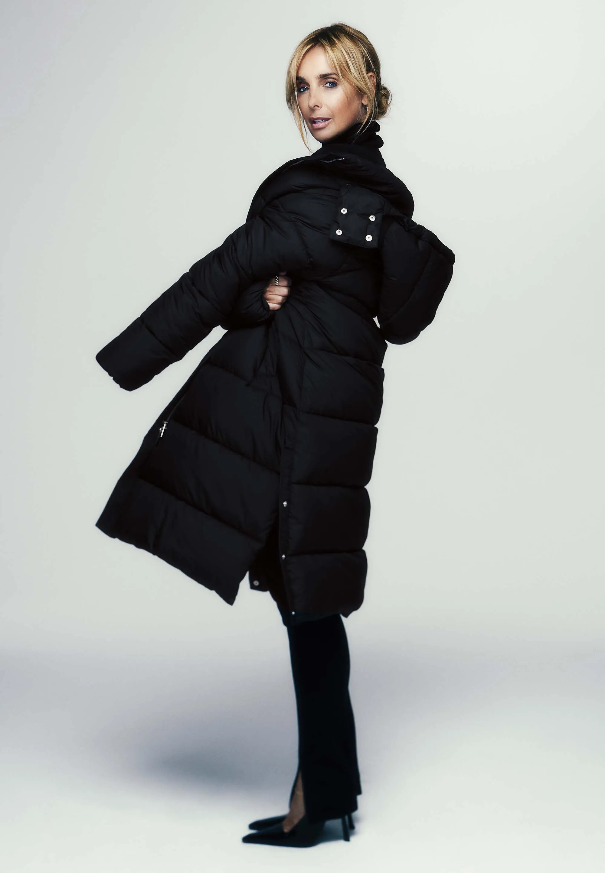 Womens Black Longline Padded Coat