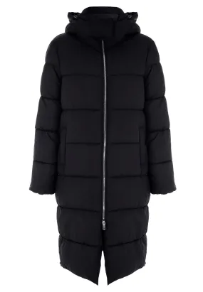 Womens Black Longline Padded Coat