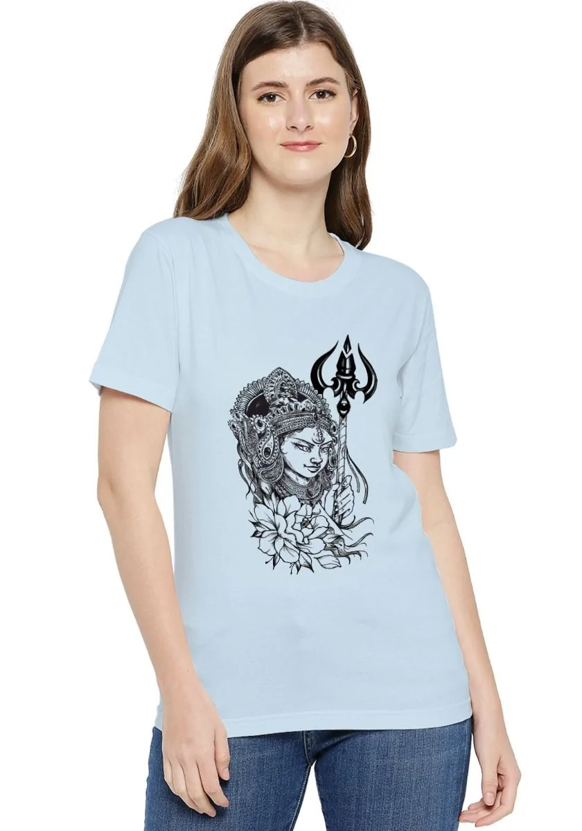 Womens Durga Sketch Flower Graphic T-Shirt