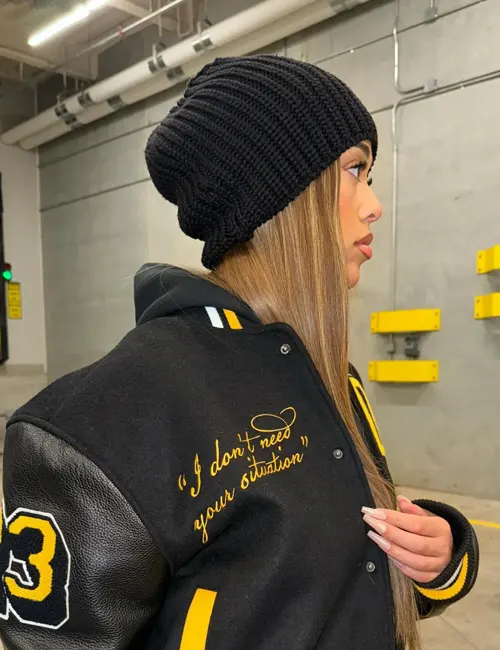 William Jacket - Black Letterman Jacket by Woods By Jordyn