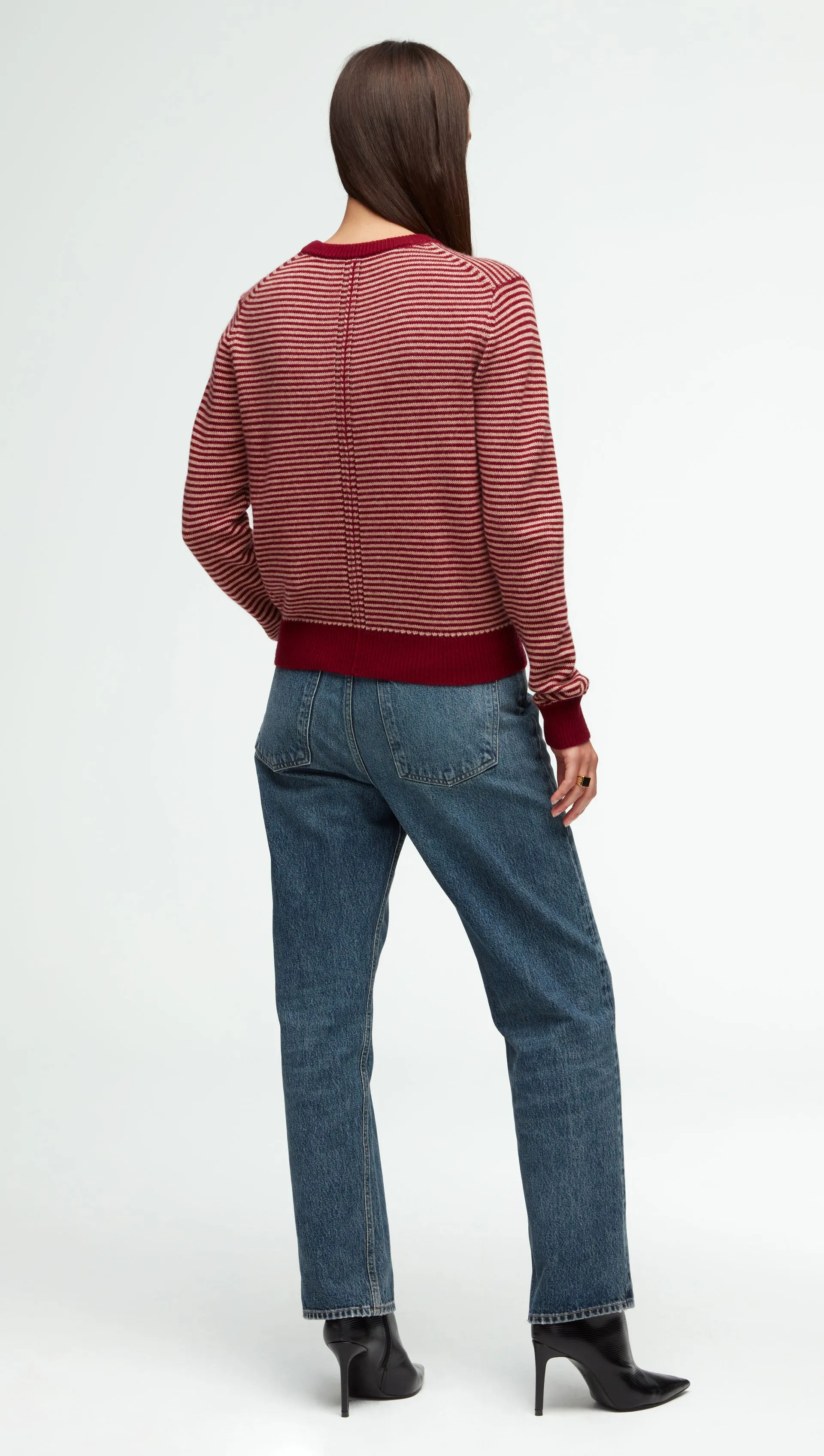 Wool Cashmere Striped Crewneck Sweater.