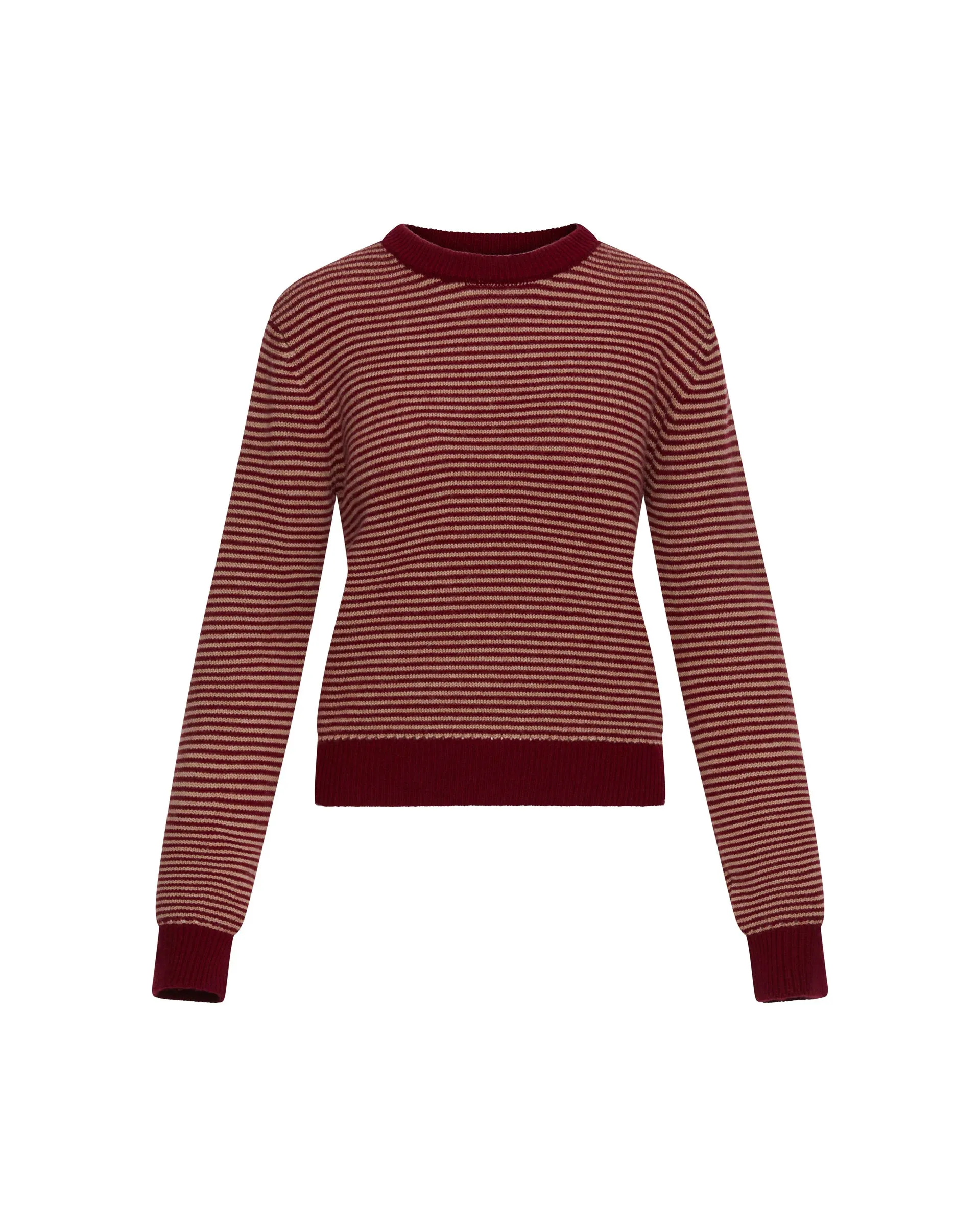 Wool Cashmere Striped Crewneck Sweater.