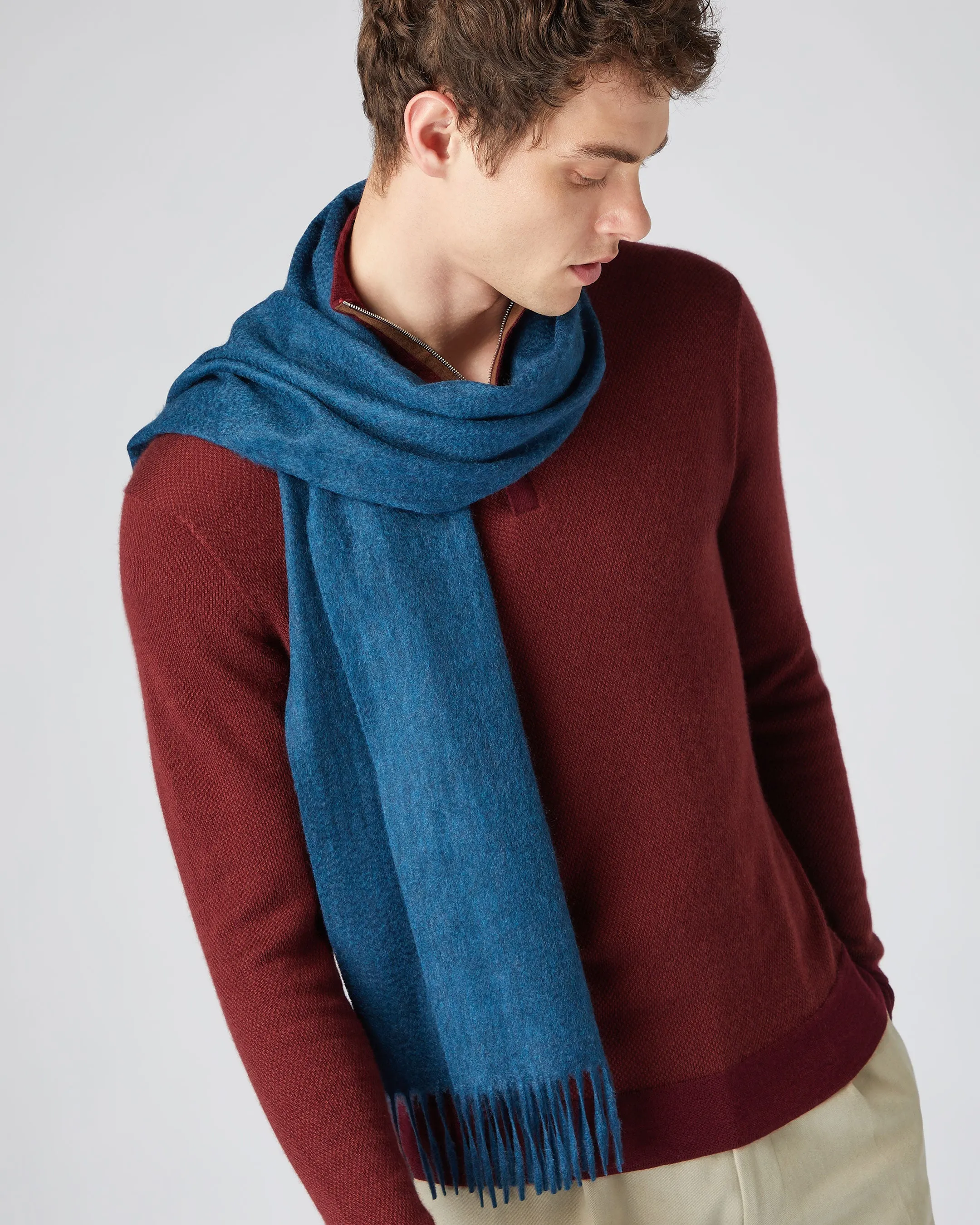 Woven Cashmere Scarf in Lagoon Blue - Unisex