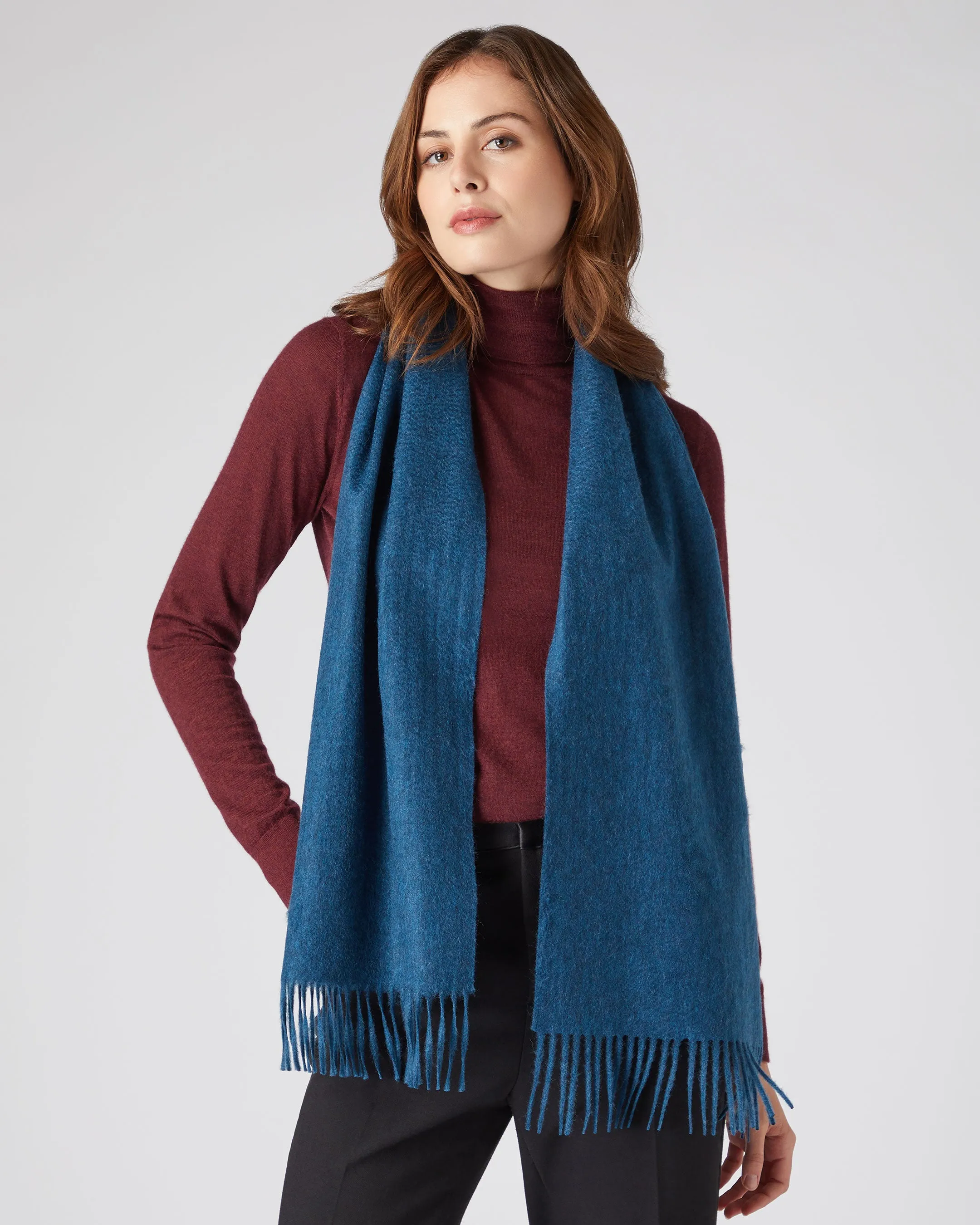 Woven Cashmere Scarf in Lagoon Blue - Unisex