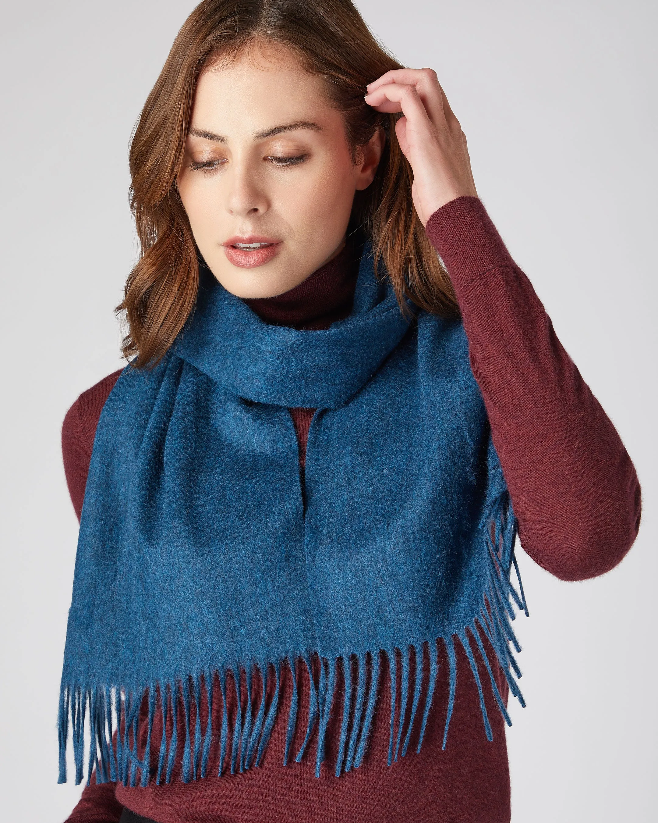 Woven Cashmere Scarf in Lagoon Blue - Unisex