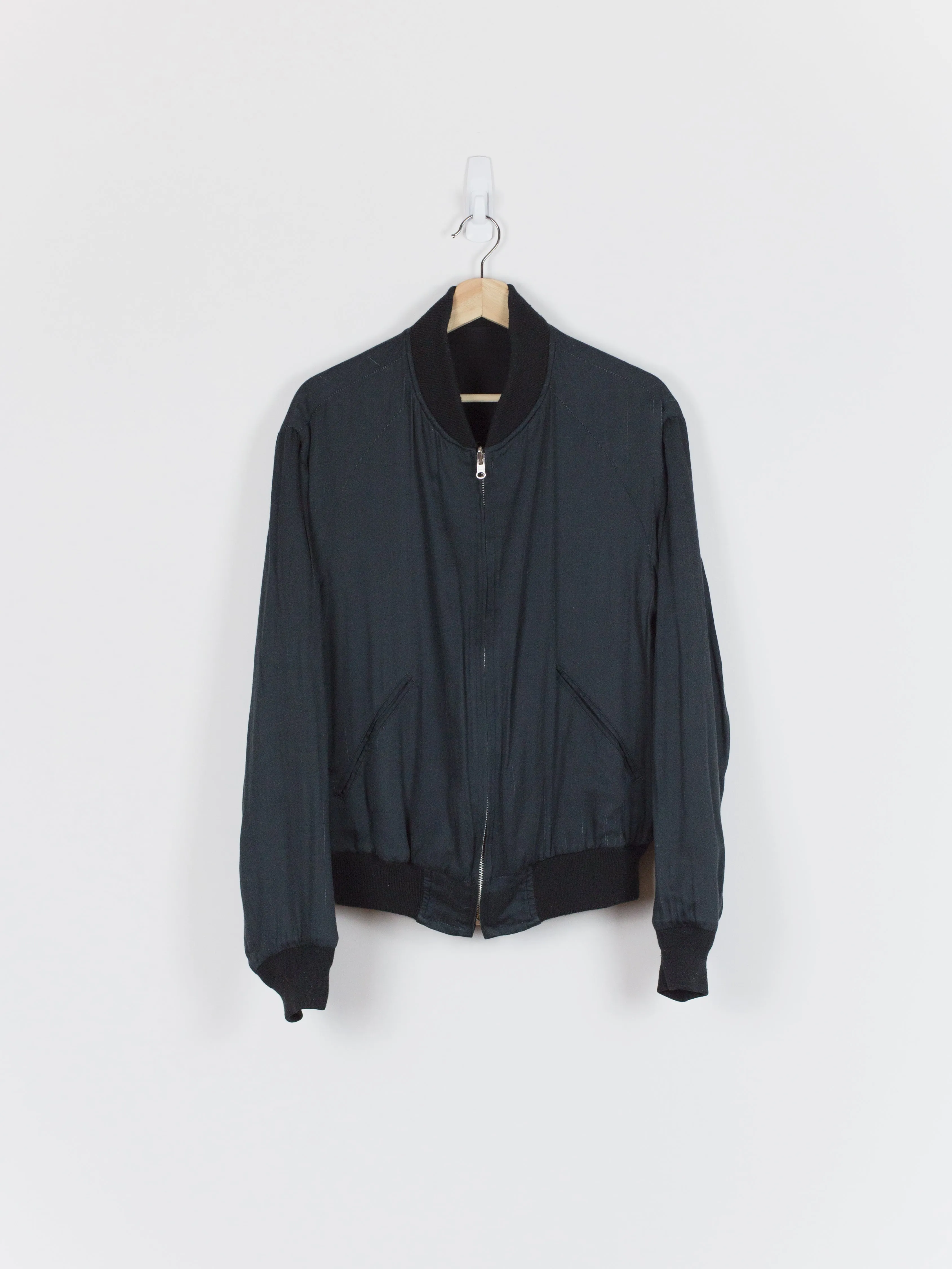 Yohji Yamamoto Reversible Bomber Jacket in Gabardine and Rayon with Floral Pattern